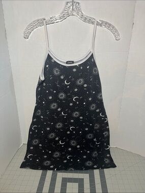 Justify Black Celestial Print Slip with White Trim